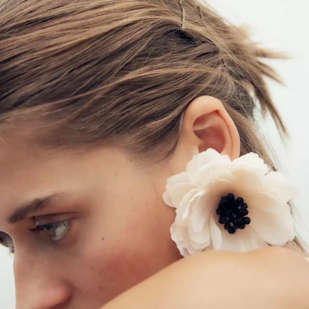 Zara Woven Flower Beaded Earrings